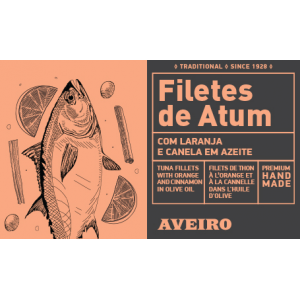 Aveiro FILETY z tuňáka v olivovém oleji s pomerančem a celým kouskem skořice 120g